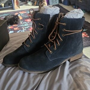 Women's Blue Suede Boots